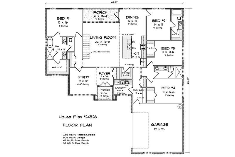 Architectural House Design - Floor Plan - Main Floor for Modern House Plan #513-2321 - 4 bed, 3 bath