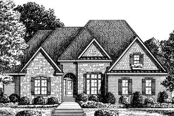 Exterior - Front Elevation for European House Plan #34-226 - 4 bed, 4 bath