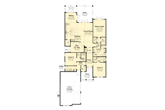 Floor Plan - Main Floor for Farmhouse House Plan #930-554 - 3 bed, 3.5 bath