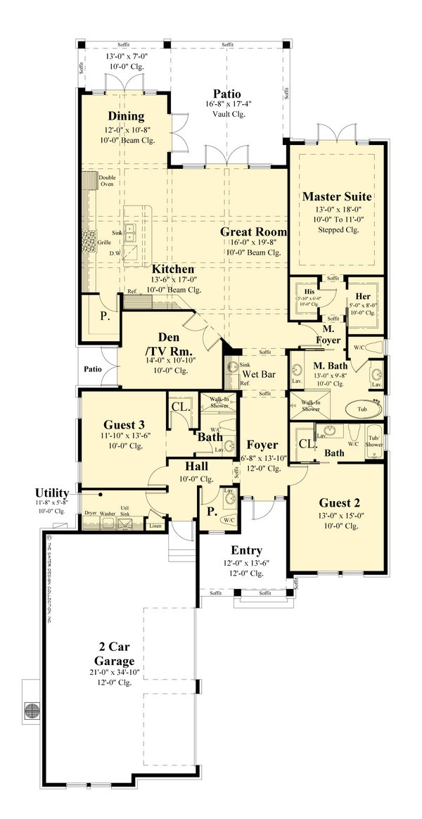 House Plan Design - Floor Plan - Main Floor for Farmhouse House Plan #930-554 - 3 bed, 3.5 bath