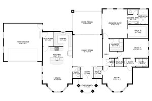 Floor Plan - Main Floor for Mediterranean House Plan #1060-255 - 3 bed, 2.5 bath