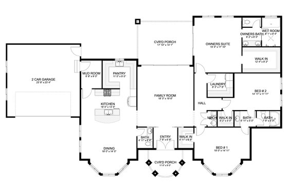 Floor Plan - Main Floor for Mediterranean House Plan #1060-255 - 3 bed, 2.5 bath