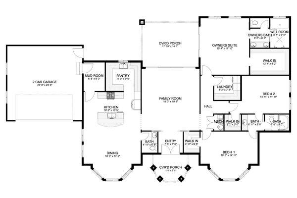 Mediterranean Floor Plan - Main Floor Plan #1060-255