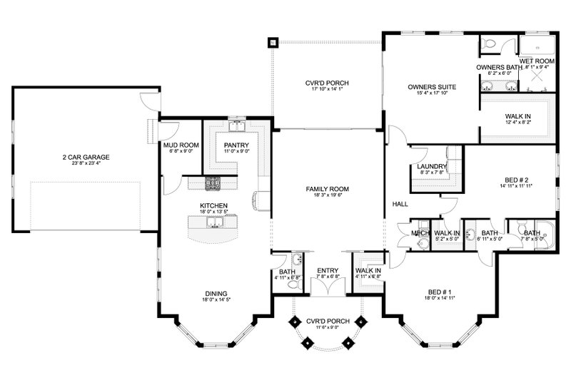 House Design - Floor Plan - Main Floor for Mediterranean House Plan #1060-255 - 3 bed, 2.5 bath