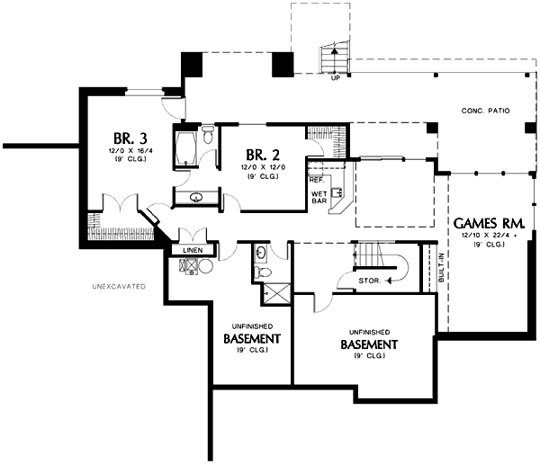 House Plan Design - Prairie Floor Plan - Lower Floor Plan #48-293