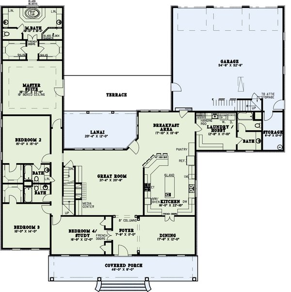 Dream House Plan - Traditional Floor Plan - Main Floor Plan #17-2001