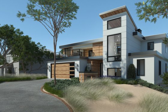 Exterior - Front Elevation 5 for Contemporary House Plan #928-352 - 4 bed, 4.5 bath