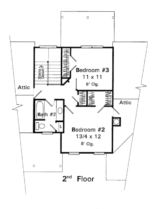Traditional Floor Plan - Upper Floor Plan #41-169
