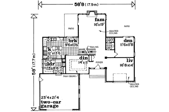 Floor Plan - Main Floor for Traditional House Plan #47-529 - 3 bed, 2.5 bath