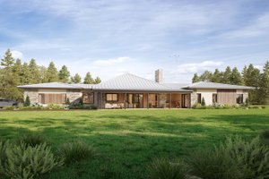 Exterior - Rear Elevation for Prairie House Plan #924-30 - 4 bed, 2.5 bath