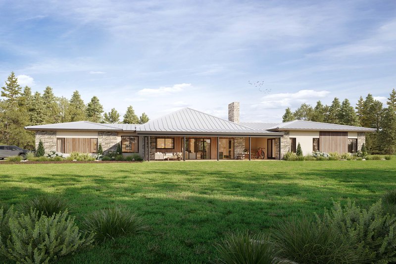 Architectural House Design - Exterior - Rear Elevation for Prairie House Plan #924-30 - 4 bed, 2.5 bath