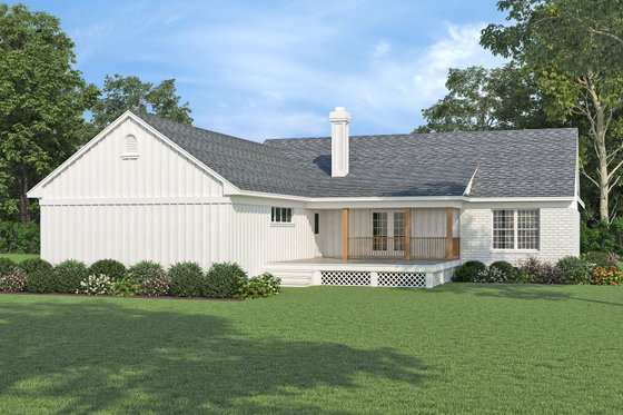 Exterior - Rear Elevation for Farmhouse House Plan #45-623 - 3 bed, 2 bath