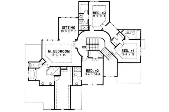 Floor Plan - Upper Floor for Traditional House Plan #67-594 - 4 bed, 3.5 bath