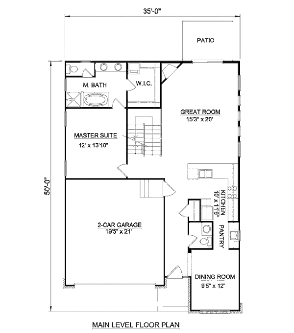 Bungalow Floor Plan - Main Floor Plan #116-269