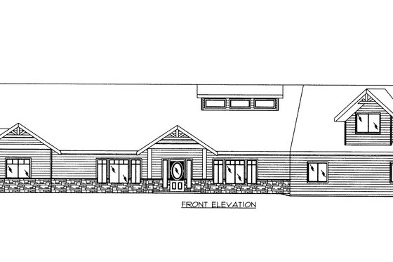 Exterior - Front Elevation 3 for Ranch House Plan #117-1096 - 3 bed, 3.5 bath