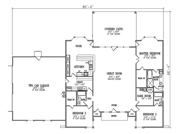 Adobe / Southwestern Floor Plan - Main Floor Plan #1-610
