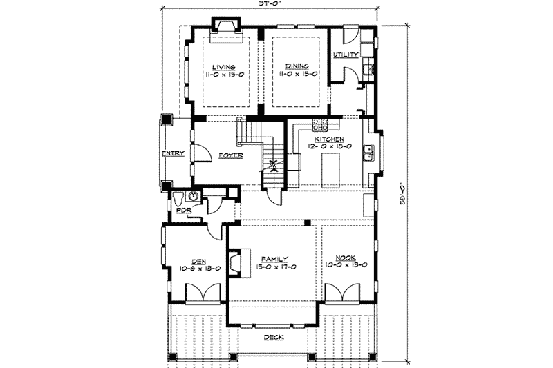 Home Plan - Floor Plan - Main Floor for Craftsman House Plan #132-133 - 3 bed, 2.5 bath