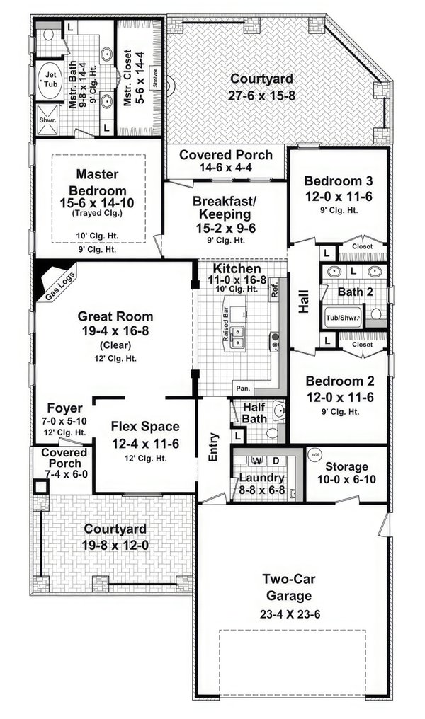 House Blueprint - European Floor Plan - Main Floor Plan #21-595