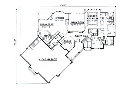 Floor Plan - Main Floor for Traditional House Plan #67-215 - 3 bed, 4 bath