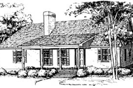 Exterior - Front Elevation for Ranch House Plan #10-136 - 3 bed, 2 bath