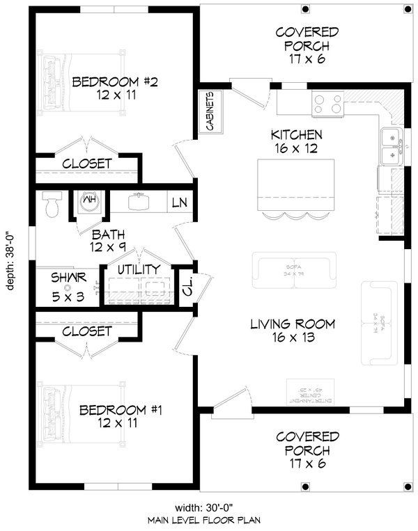 Home Plan - Cottage Floor Plan - Main Floor Plan #932-1308