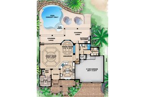 Floor Plan - Lower Floor for Mediterranean House Plan #27-451 - 4 bed, 5.5 bath