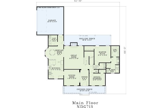 Floor Plan - Main Floor for Southern House Plan #17-2176 - 3 bed, 2.5 bath