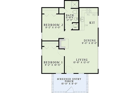 Floor Plan - Main Floor for Country House Plan #17-2605 - 2 bed, 1 bath
