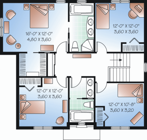 Colonial Floor Plan - Upper Floor Plan #23-2284