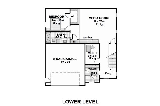 Floor Plan - Lower Floor for Contemporary House Plan #51-580 - 5 bed, 4.5 bath