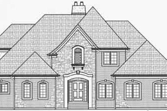 Exterior - Front Elevation for European House Plan #9-111 - 4 bed, 3.5 bath