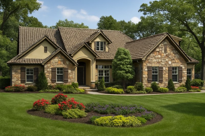 European Style House Plan - 4 Beds 2 Baths 2256 Sq/Ft Plan #17-109 Exterior