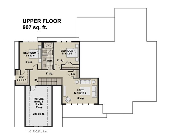 House Plan Design - Farmhouse Floor Plan - Upper Floor Plan #51-1222