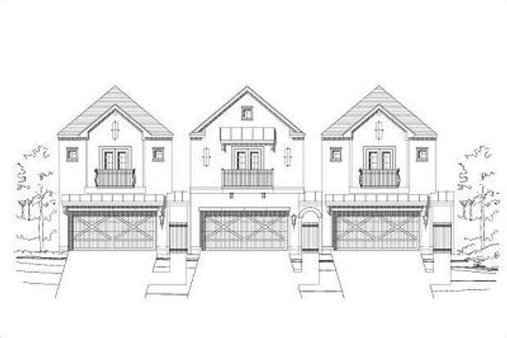 Exterior - Front Elevation for European House Plan #411-692 - 3 bed, 2.5 bath