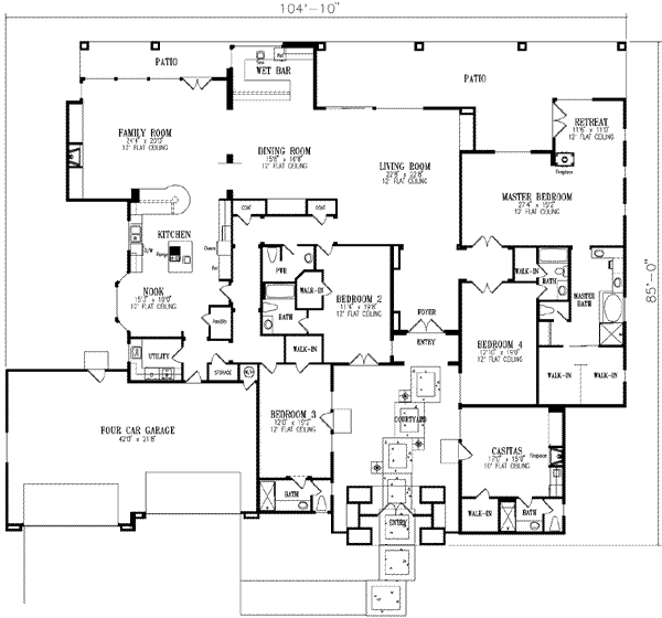 Mediterranean Floor Plan - Main Floor Plan #1-930