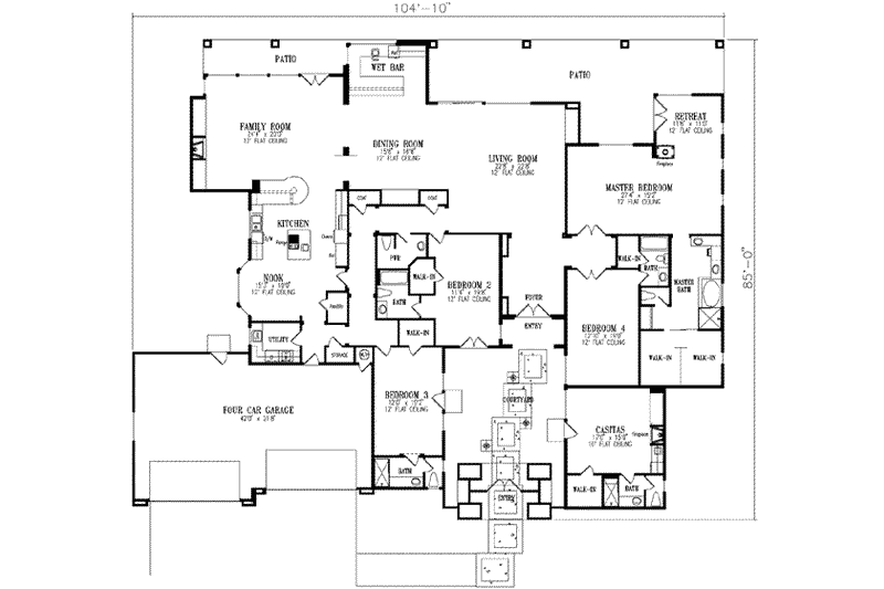 Dream House Plan - Floor Plan - Main Floor for Mediterranean House Plan #1-930 - 4 bed, 5.5 bath