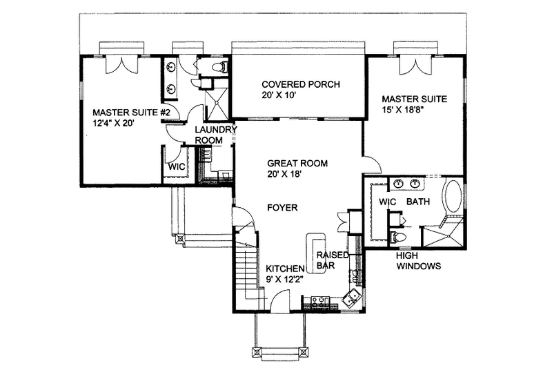 Architectural House Design - Floor Plan - Main Floor for Bungalow House Plan #117-676 - 2 bed, 2 bath