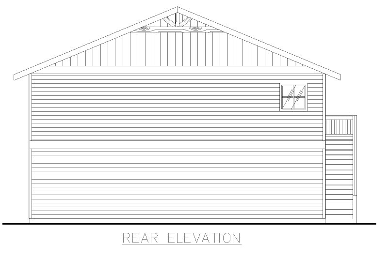 Architectural House Design - Exterior - Rear Elevation for Craftsman House Plan #117-1058 - 1 bed, 1 bath