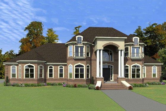 Exterior - Front Elevation for Colonial House Plan #63-411 - 4 bed, 4 bath