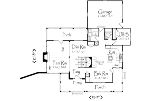 Floor Plan - Main Floor for Country House Plan #71-110 - 2 bed, 2 bath