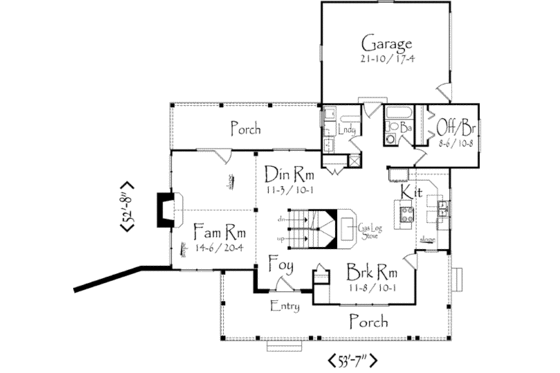 Floor Plan - Main Floor for Country House Plan #71-110 - 2 bed, 2 bath