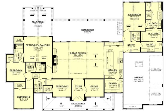Floor Plan - Main Floor for Farmhouse House Plan #430-406 - 5 bed, 3.5 bath