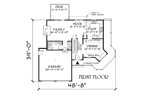 Floor Plan - Main Floor for Traditional House Plan #75-128 - 3 bed, 2.5 bath