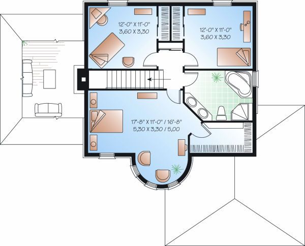 Architectural House Design - European Floor Plan - Upper Floor Plan #23-810