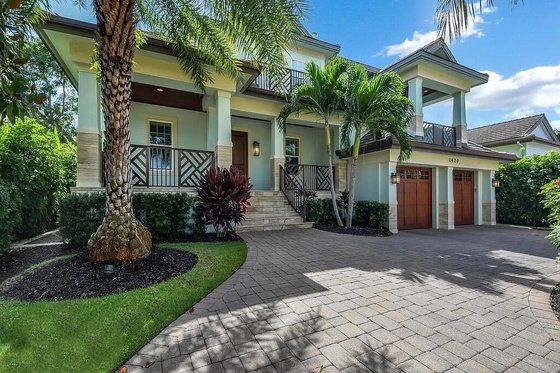 Exterior - Front Elevation for Beach House Plan #548-20 - 4 bed, 4.5 bath