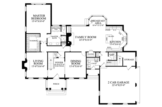 Floor Plan - Main Floor for Colonial House Plan #137-209 - 4 bed, 4 bath