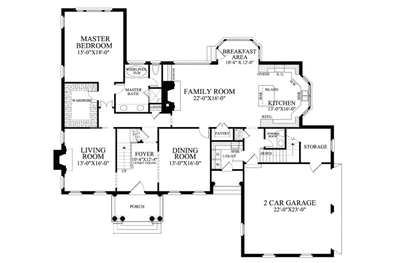 Home Plan - Floor Plan - Main Floor for Colonial House Plan #137-209 - 4 bed, 4 bath