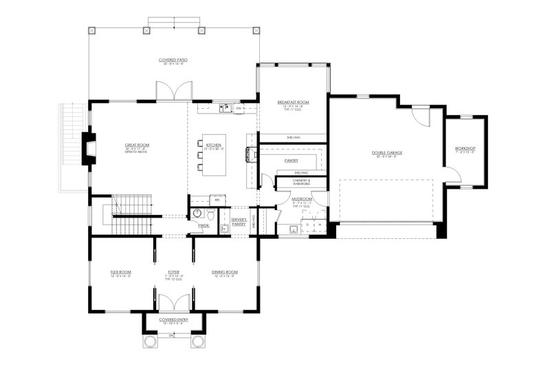 House Blueprint - Floor Plan - Main Floor for Farmhouse House Plan #1114-97 - 4 bed, 3.5 bath
