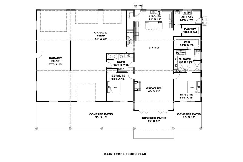 Home Plan - Floor Plan - Main Floor for Contemporary House Plan #117-1080 - 3 bed, 2 bath