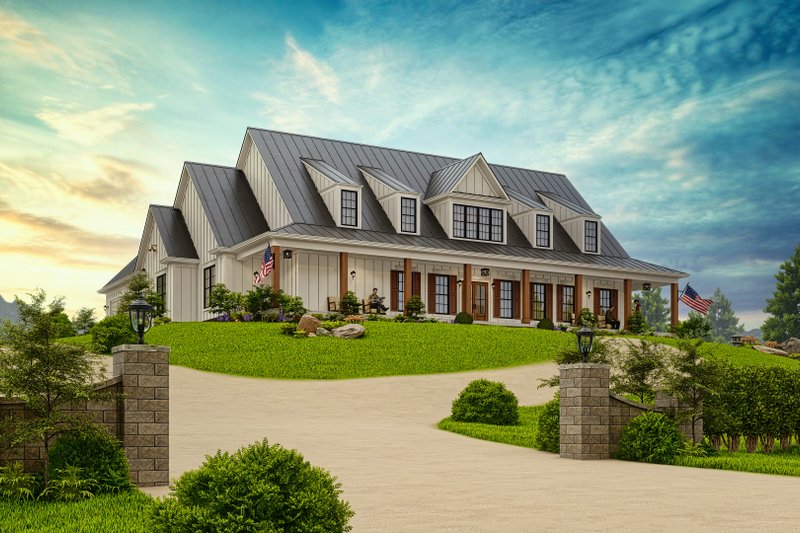 House Blueprint - Exterior - Front Elevation 10 for Farmhouse House Plan #54-587 - 3 bed, 3.5 bath